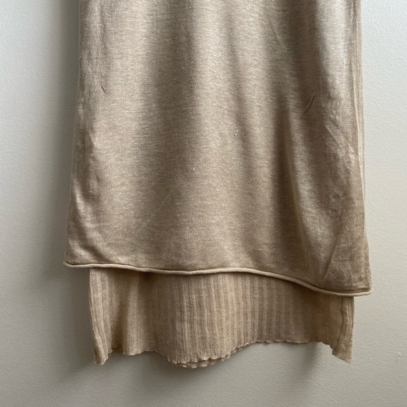 Bill Blass linen jersey dress size XS tan color midi length - Picture 7 of 13